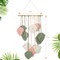 Large Pink Macrame Wall Hanging – Boho Leaf & Feather Woven Tapestry, Bohemian Wall Art for Bedroom, Living Room, or Nursery, 16.5 x 35.4 Inches